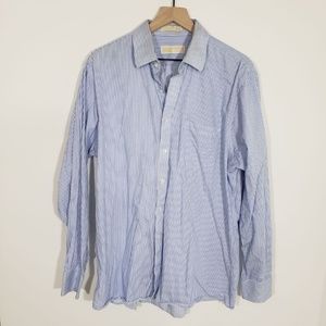 Michael Kors Mens Blue/White Stripe Dress Shirt